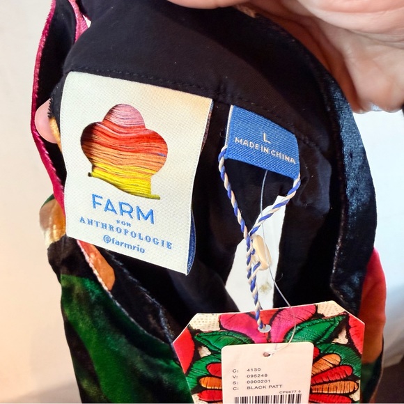 FARM RIO ANTHROPOLOGIE Women’s Size L Dress Maxi Velvet Velour Floral NWT - Picture 15 of 16